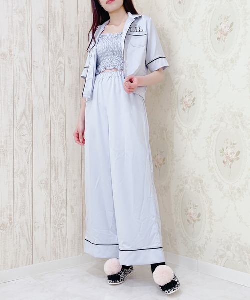 lilLilly（リルリリー）の「パイピングロングパンツ（ルームウェア/パジャマ・レディース・ピンク/ブルー/ホワイト系その他/ブラック系その他・FREE）」の14枚目の写真