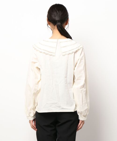 ehka sopo（エヘカソポ）の「スカラップレース衿ブラウス（シャツ/ブラウス・レディース・オフホワイト/キナリ/グリーン/ブラック・ﾌﾘ-）」の6枚目の写真