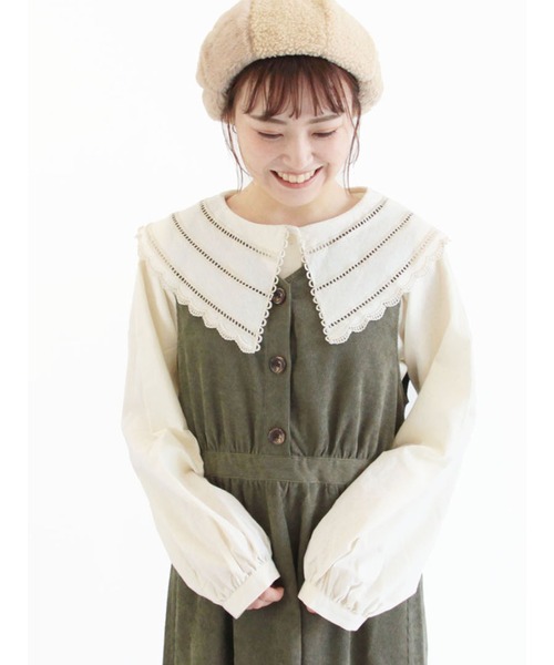 ehka sopo（エヘカソポ）の「スカラップレース衿ブラウス（シャツ/ブラウス・レディース・オフホワイト/キナリ/グリーン/ブラック・ﾌﾘ-）」の2枚目の写真