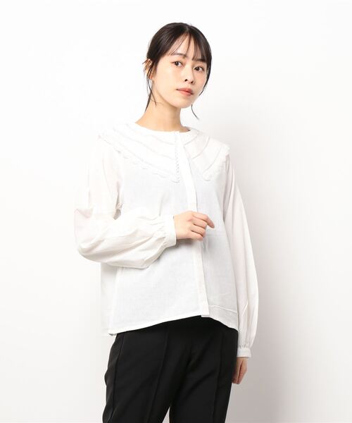 ehka sopo（エヘカソポ）の「スカラップレース衿ブラウス（シャツ/ブラウス・レディース・オフホワイト/キナリ/グリーン/ブラック・ﾌﾘ-）」の7枚目の写真