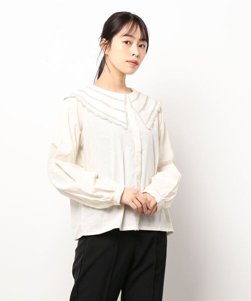 ehka sopo（エヘカソポ）の「スカラップレース衿ブラウス（シャツ/ブラウス・レディース・オフホワイト/キナリ/グリーン/ブラック・ﾌﾘ-）」の8枚目の写真