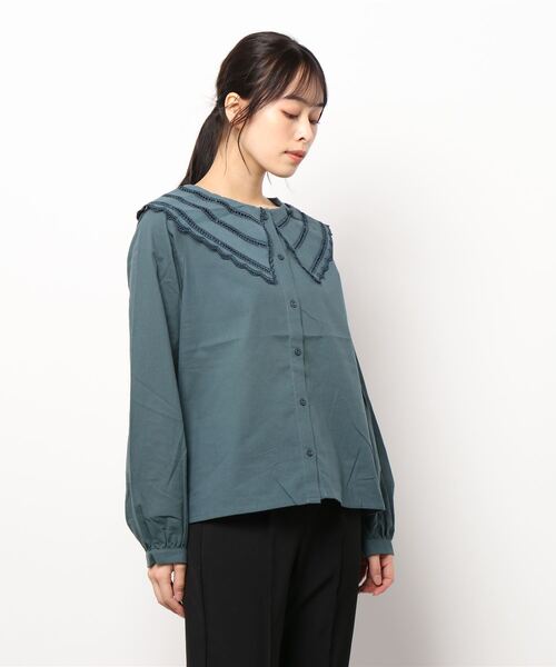 ehka sopo（エヘカソポ）の「スカラップレース衿ブラウス（シャツ/ブラウス・レディース・オフホワイト/キナリ/グリーン/ブラック・ﾌﾘ-）」の9枚目の写真