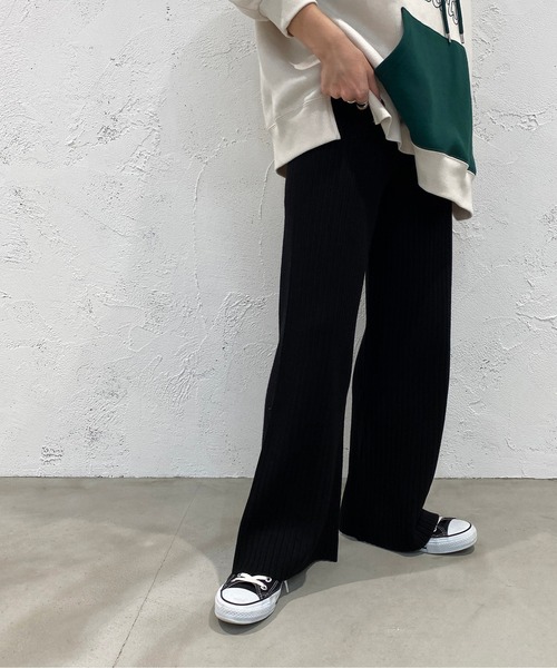 apres jour mignon(アプレジュールミニョン)の「リブニットパンツ【ZOZOTOWN限定アイテム】(その他パンツ・レディース・杢グレー/ダークブラウン/ブラック/ライトベージュ・SMALL/X-LARGE/MEDIUM)」の5枚目の写真