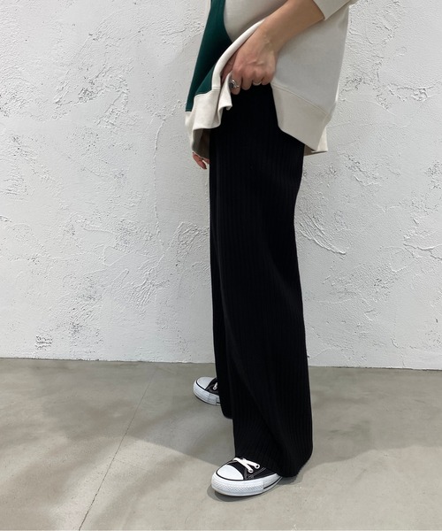 apres jour mignon(アプレジュールミニョン)の「リブニットパンツ【ZOZOTOWN限定アイテム】(その他パンツ・レディース・杢グレー/ダークブラウン/ブラック/ライトベージュ・SMALL/X-LARGE/MEDIUM)」の6枚目の写真