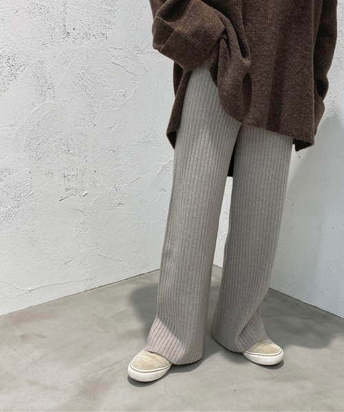 apres jour mignon(アプレジュールミニョン)の「リブニットパンツ【ZOZOTOWN限定アイテム】(その他パンツ・レディース・杢グレー/ダークブラウン/ブラック/ライトベージュ・SMALL/X-LARGE/MEDIUM)」の11枚目の写真
