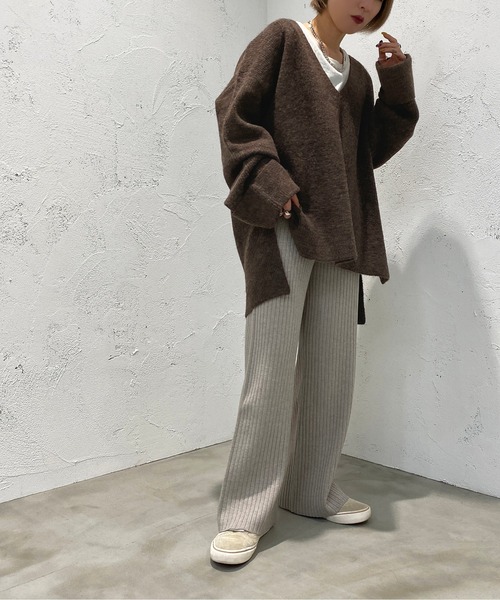 apres jour mignon(アプレジュールミニョン)の「リブニットパンツ【ZOZOTOWN限定アイテム】(その他パンツ・レディース・杢グレー/ダークブラウン/ブラック/ライトベージュ・SMALL/X-LARGE/MEDIUM)」の14枚目の写真
