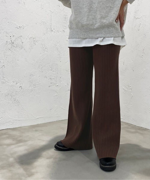 apres jour mignon(アプレジュールミニョン)の「リブニットパンツ【ZOZOTOWN限定アイテム】(その他パンツ・レディース・杢グレー/ダークブラウン/ブラック/ライトベージュ・SMALL/X-LARGE/MEDIUM)」の17枚目の写真