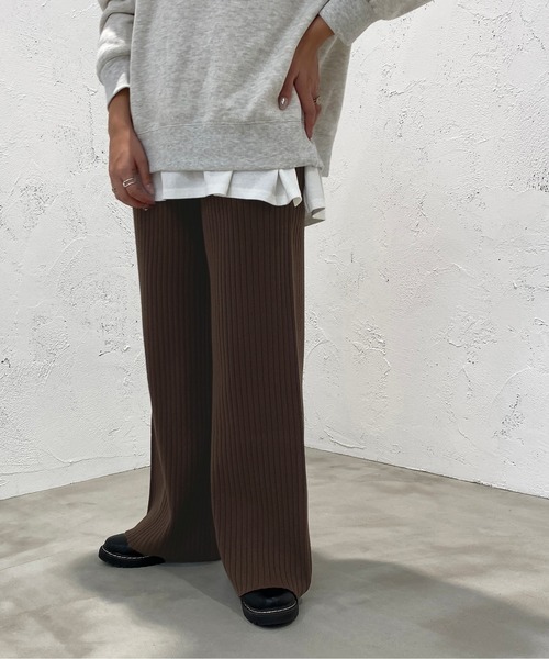 apres jour mignon(アプレジュールミニョン)の「リブニットパンツ【ZOZOTOWN限定アイテム】(その他パンツ・レディース・杢グレー/ダークブラウン/ブラック/ライトベージュ・SMALL/X-LARGE/MEDIUM)」の18枚目の写真