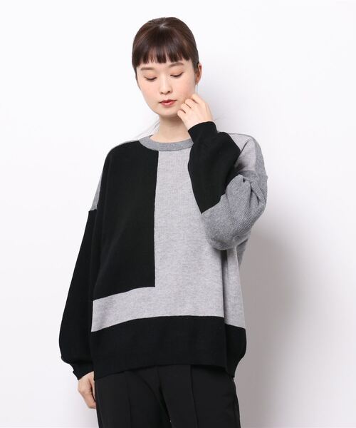 KOBE LETTUCE(コウベレタス)の「ブロックカラー配色ニット(ニット/セーター・レディース・グレー系その他/ベージュ系その他/ブラック系その他・FREE)」の12枚目の写真