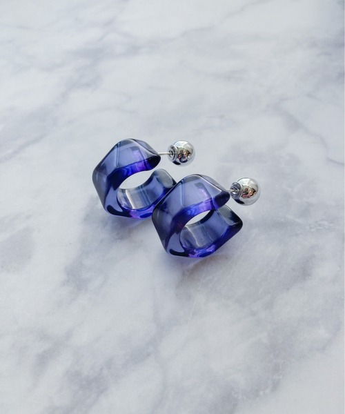 yu-ka（ユーカ）の「YU-KA : クリアデザインピアス（ピアス（両耳用）・レディース・シルバー/ブルー/クリア・FREE）」の7枚目の写真