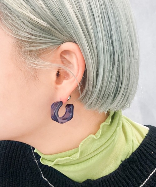 yu-ka（ユーカ）の「YU-KA : クリアデザインピアス（ピアス（両耳用）・レディース・シルバー/ブルー/クリア・FREE）」の4枚目の写真