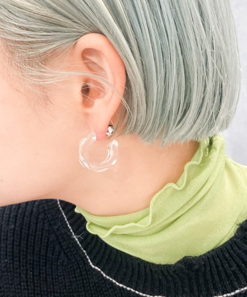 yu-ka（ユーカ）の「YU-KA : クリアデザインピアス（ピアス（両耳用）・レディース・シルバー/ブルー/クリア・FREE）」の6枚目の写真