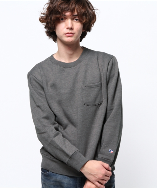 OUTLET（アウトレット）の「【Ciaopanic】RUSSELL 別注T/C裏毛ポケ付キプルオーバー（スウェット・メンズ・ブルー/チャコールグレー/グリーン/グレー/レッド・LARGE/MEDIUM）」の2枚目の写真