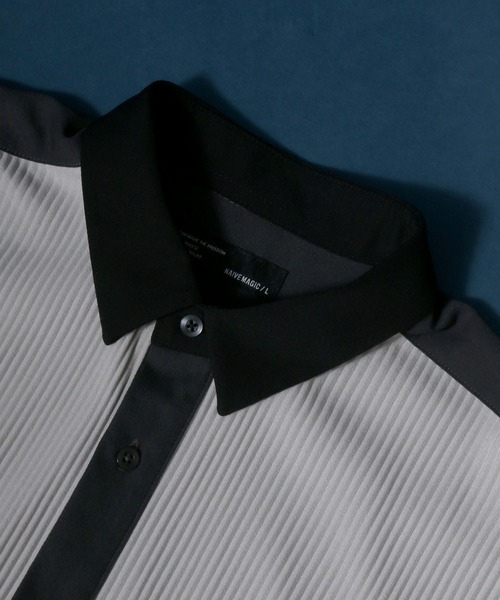 ANPAS（アンパス）の「Natural Stretch Oversize Pleated Switching Shirt/ナチュラルストレッチ オーバーサイズ プリーツ切り替えシャツ（シャツ/ブラウス・メンズ・チャコールグレー/ブルー/グレイッシュベージュ・M/L）」の10枚目の写真