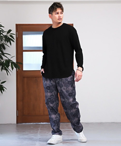 LUXSTYLE(ラグスタイル)の「ワッフルクルーネックロンT(Tシャツ/カットソー・メンズ・ブラック/杢グレー/ホワイト・M/L)」の7枚目の写真