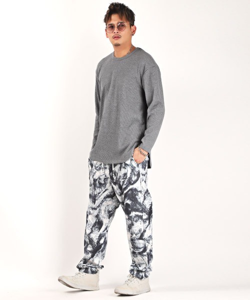 LUXSTYLE(ラグスタイル)の「ワッフルクルーネックロンT(Tシャツ/カットソー・メンズ・ブラック/杢グレー/ホワイト・M/L)」の8枚目の写真