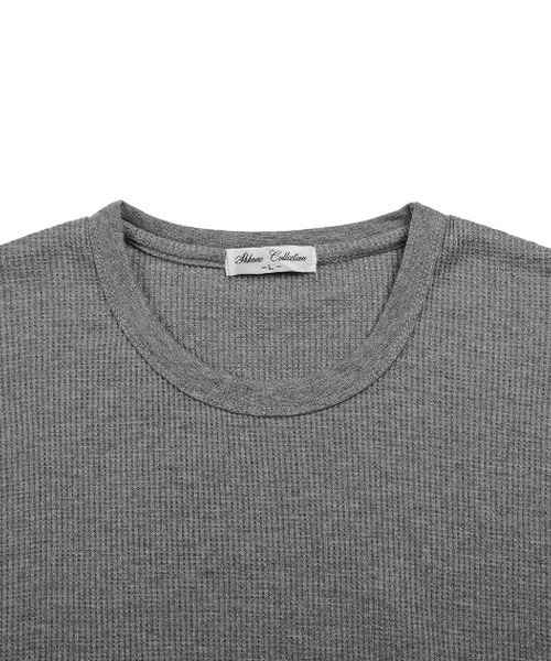 LUXSTYLE(ラグスタイル)の「ワッフルクルーネックロンT(Tシャツ/カットソー・メンズ・ブラック/杢グレー/ホワイト・M/L)」の13枚目の写真