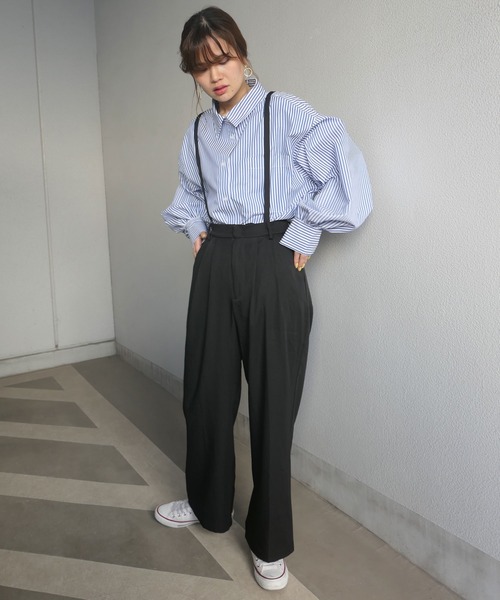 CORNERS(コーナーズ)の「サスペンダー付きスラックスパンツ(スラックス・レディース・ブラック・M)」の4枚目の写真