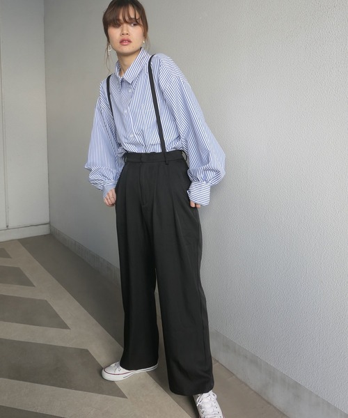 CORNERS(コーナーズ)の「サスペンダー付きスラックスパンツ(スラックス・レディース・ブラック・M)」の10枚目の写真