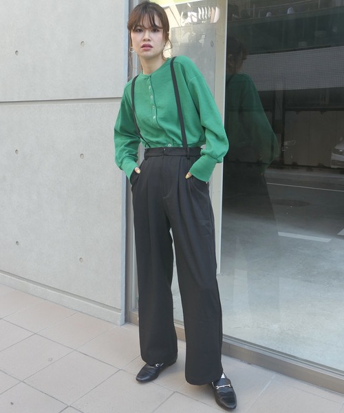 CORNERS(コーナーズ)の「サスペンダー付きスラックスパンツ(スラックス・レディース・ブラック・M)」の12枚目の写真