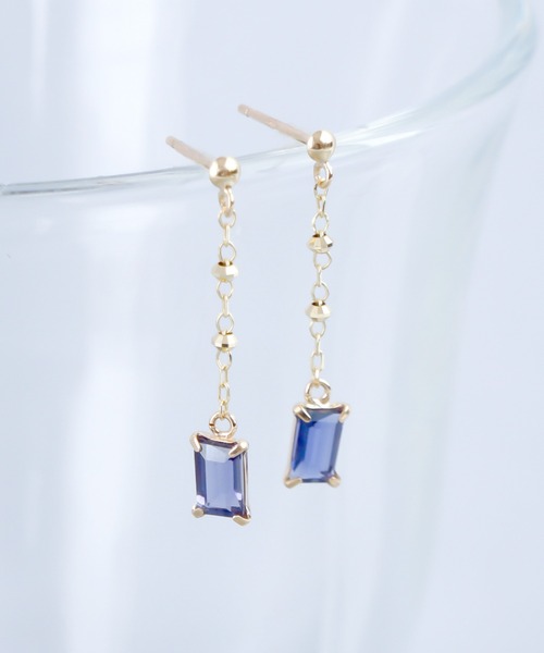 anqanq.（アンクアンク）の「【anqanq.】 K10 olivia ピアス（ピアス（両耳用）・レディース・グリーン/パープル・ONE SIZE）」の2枚目の写真