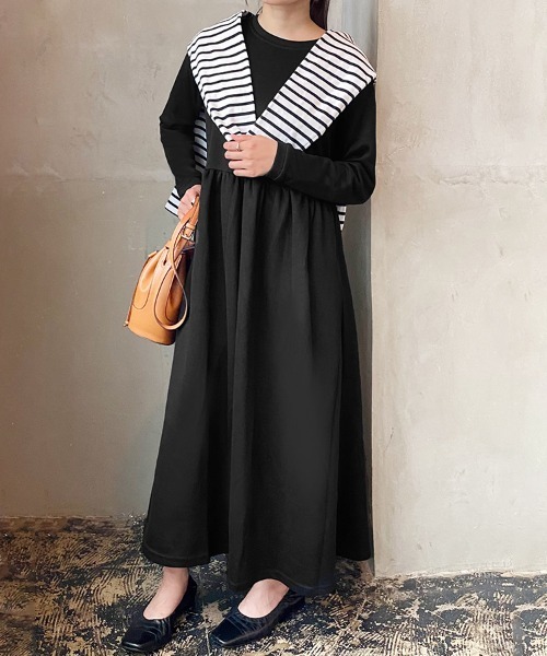 ロングワンピース 長袖 フレアワンピース（ワンピース）｜Doux Belle