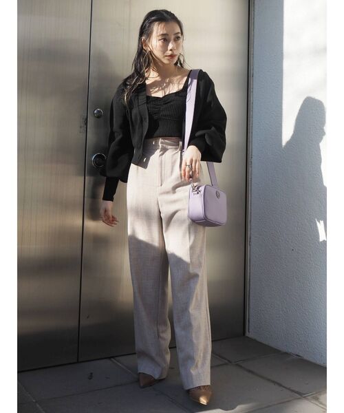 EVRIS（エヴリス）の「アンサンブルニットトップス（カーディガン/ボレロ・レディース・ブラック/オレンジ/グリーン/アイボリー・FREE）」の8枚目の写真