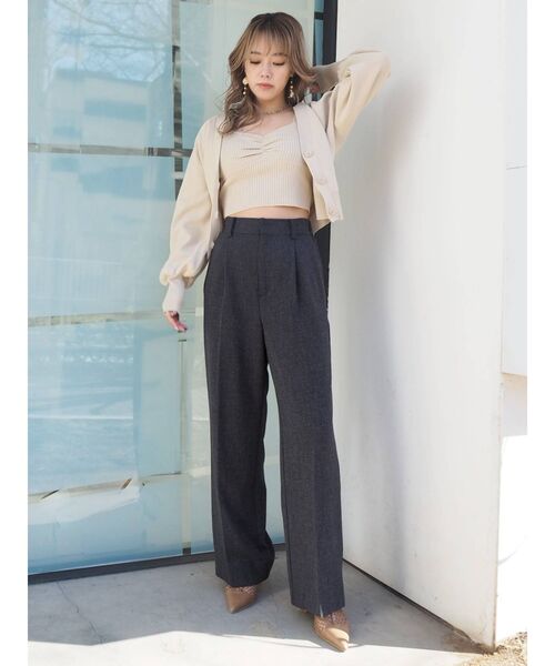 EVRIS（エヴリス）の「アンサンブルニットトップス（カーディガン/ボレロ・レディース・ブラック/オレンジ/グリーン/アイボリー・FREE）」の12枚目の写真