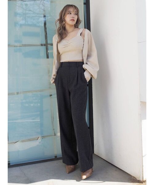 EVRIS（エヴリス）の「アンサンブルニットトップス（カーディガン/ボレロ・レディース・ブラック/オレンジ/グリーン/アイボリー・FREE）」の13枚目の写真