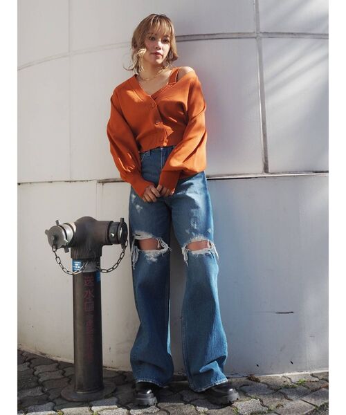 EVRIS（エヴリス）の「アンサンブルニットトップス（カーディガン/ボレロ・レディース・ブラック/オレンジ/グリーン/アイボリー・FREE）」の17枚目の写真