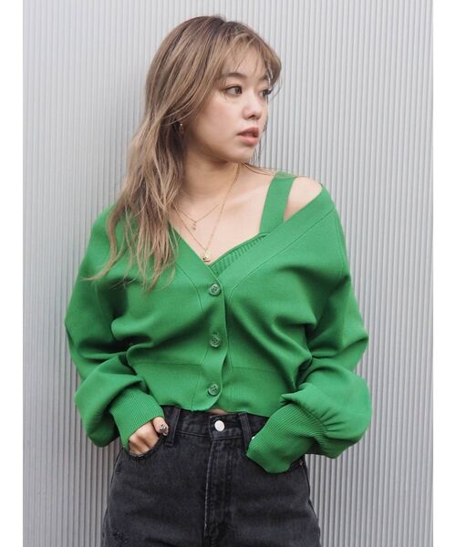 EVRIS（エヴリス）の「アンサンブルニットトップス（カーディガン/ボレロ・レディース・ブラック/オレンジ/グリーン/アイボリー・FREE）」の18枚目の写真