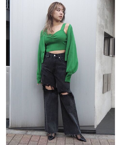 EVRIS（エヴリス）の「アンサンブルニットトップス（カーディガン/ボレロ・レディース・ブラック/オレンジ/グリーン/アイボリー・FREE）」の20枚目の写真