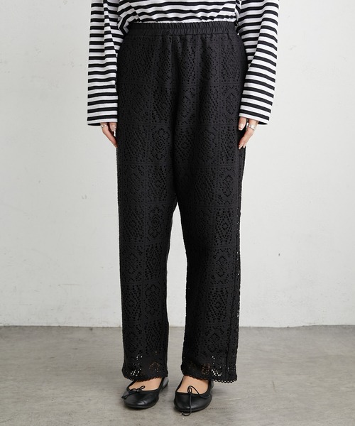 PUAL CE CIN（ピュアルセシン）の「四角柄レースパンツ（その他パンツ・レディース・ホワイト/ブラック・FREE）」の9枚目の写真