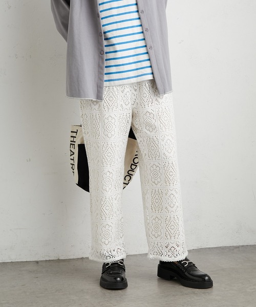 PUAL CE CIN（ピュアルセシン）の「四角柄レースパンツ（その他パンツ・レディース・ホワイト/ブラック・FREE）」の3枚目の写真