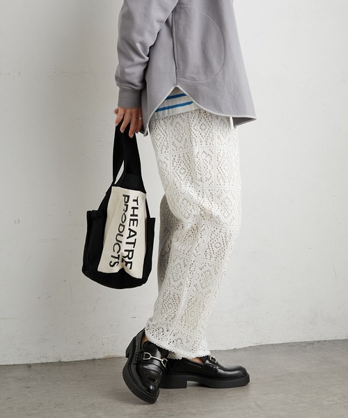 PUAL CE CIN（ピュアルセシン）の「四角柄レースパンツ（その他パンツ・レディース・ホワイト/ブラック・FREE）」の4枚目の写真