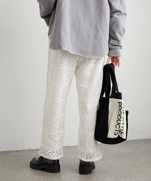 PUAL CE CIN（ピュアルセシン）の「四角柄レースパンツ（その他パンツ・レディース・ホワイト/ブラック・FREE）」の5枚目の写真