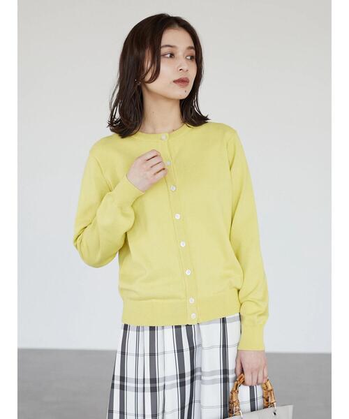 Green　Parks（グリーンパークス）の「コンパクトクルーネックカーディガン（カーディガン/ボレロ・レディース・グリーン/ブルー/オフホワイト/ブラック/イエロー・FREE）」の12枚目の写真