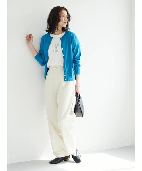 Green　Parks（グリーンパークス）の「コンパクトクルーネックカーディガン（カーディガン/ボレロ・レディース・グリーン/ブルー/オフホワイト/ブラック/イエロー・FREE）」の10枚目の写真