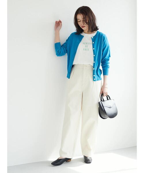 Green　Parks（グリーンパークス）の「コンパクトクルーネックカーディガン（カーディガン/ボレロ・レディース・グリーン/ブルー/オフホワイト/ブラック/イエロー・FREE）」の13枚目の写真