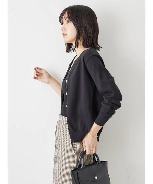 Green　Parks（グリーンパークス）の「コンパクトクルーネックカーディガン（カーディガン/ボレロ・レディース・グリーン/ブルー/オフホワイト/ブラック/イエロー・FREE）」の16枚目の写真