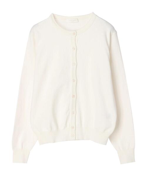 Green　Parks（グリーンパークス）の「コンパクトクルーネックカーディガン（カーディガン/ボレロ・レディース・グリーン/ブルー/オフホワイト/ブラック/イエロー・FREE）」の2枚目の写真