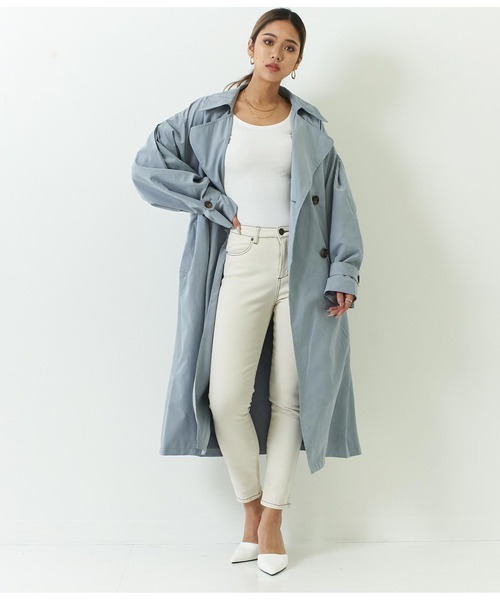ANAP（アナップ）の「ボリュームスリーブタックトレンチコート（トレンチコート・レディース・カーキ/ブルー/アイボリー・FREE）」の6枚目の写真