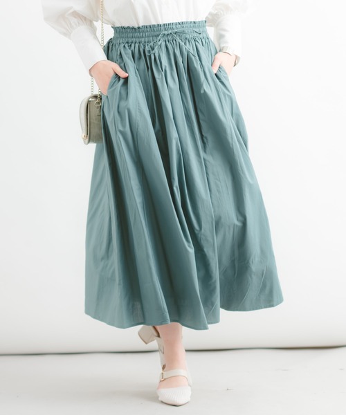 Wordtrobe（ワードトローブ）の「【wordtrobe】ポプリン たっぷりギャザーの 楽ちん ふんわりスカート（スカート・レディース・ブラック/ブラウン/マスタード/アーミー/ピンク系その他・FREE）」の3枚目の写真