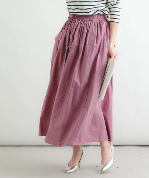 Wordtrobe（ワードトローブ）の「【wordtrobe】ポプリン たっぷりギャザーの 楽ちん ふんわりスカート（スカート・レディース・ブラック/ブラウン/マスタード/アーミー/ピンク系その他・FREE）」の5枚目の写真