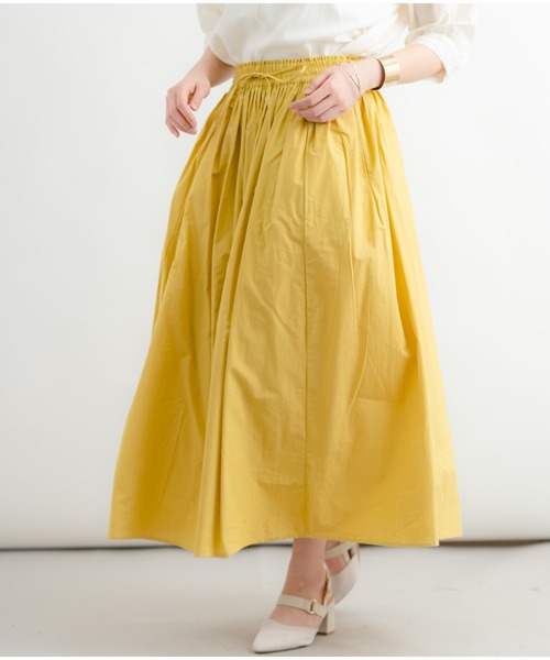 Wordtrobe（ワードトローブ）の「【wordtrobe】ポプリン たっぷりギャザーの 楽ちん ふんわりスカート（スカート・レディース・ブラック/ブラウン/マスタード/アーミー/ピンク系その他・FREE）」の4枚目の写真