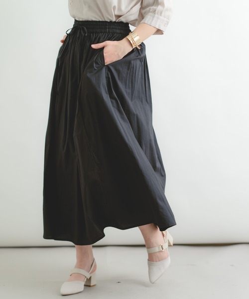 Wordtrobe（ワードトローブ）の「【wordtrobe】ポプリン たっぷりギャザーの 楽ちん ふんわりスカート（スカート・レディース・ブラック/ブラウン/マスタード/アーミー/ピンク系その他・FREE）」の9枚目の写真