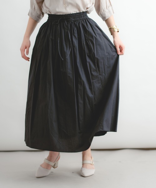 Wordtrobe（ワードトローブ）の「【wordtrobe】ポプリン たっぷりギャザーの 楽ちん ふんわりスカート（スカート・レディース・ブラック/ブラウン/マスタード/アーミー/ピンク系その他・FREE）」の11枚目の写真