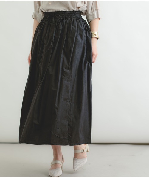 Wordtrobe（ワードトローブ）の「【wordtrobe】ポプリン たっぷりギャザーの 楽ちん ふんわりスカート（スカート・レディース・ブラック/ブラウン/マスタード/アーミー/ピンク系その他・FREE）」の12枚目の写真