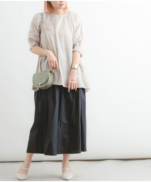 Wordtrobe（ワードトローブ）の「【wordtrobe】ポプリン たっぷりギャザーの 楽ちん ふんわりスカート（スカート・レディース・ブラック/ブラウン/マスタード/アーミー/ピンク系その他・FREE）」の15枚目の写真