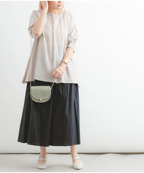 Wordtrobe（ワードトローブ）の「【wordtrobe】ポプリン たっぷりギャザーの 楽ちん ふんわりスカート（スカート・レディース・ブラック/ブラウン/マスタード/アーミー/ピンク系その他・FREE）」の16枚目の写真